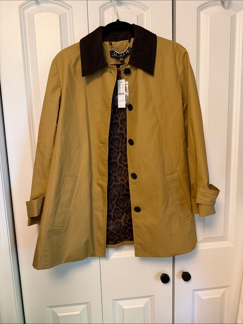 J. Crew Camel Barn Trench Coat with Brown Collar NWT